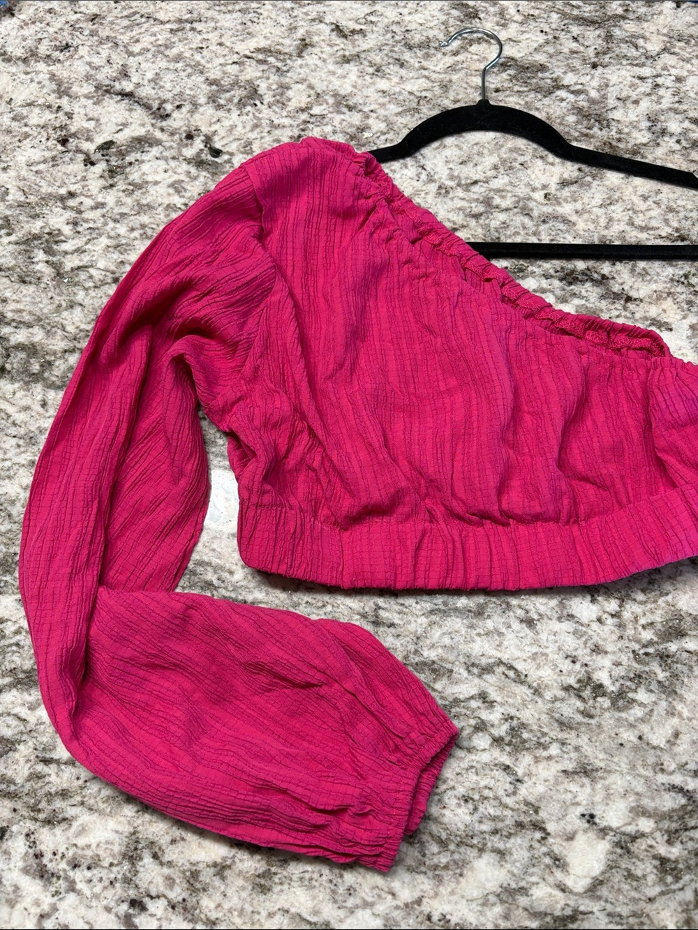 Women's Hot Pink Cropped off the shoulder Top